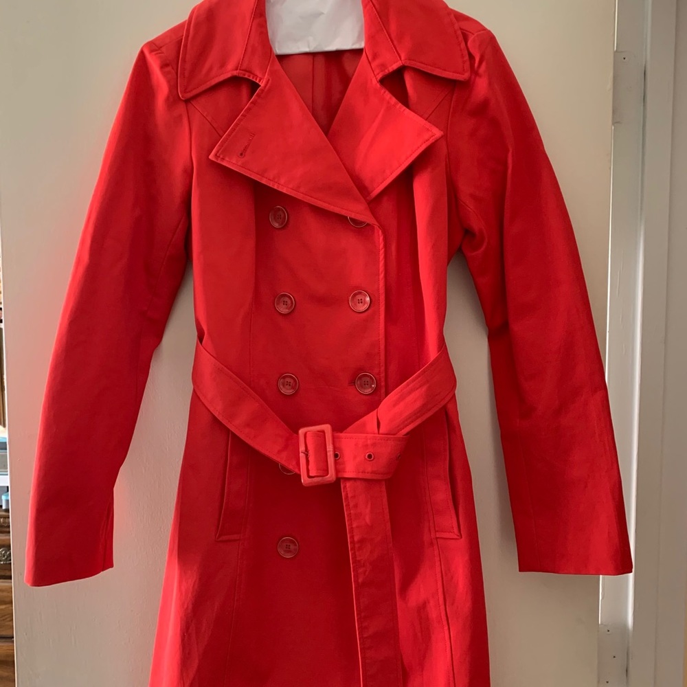 Red Trench Coat, lined, 36” in length